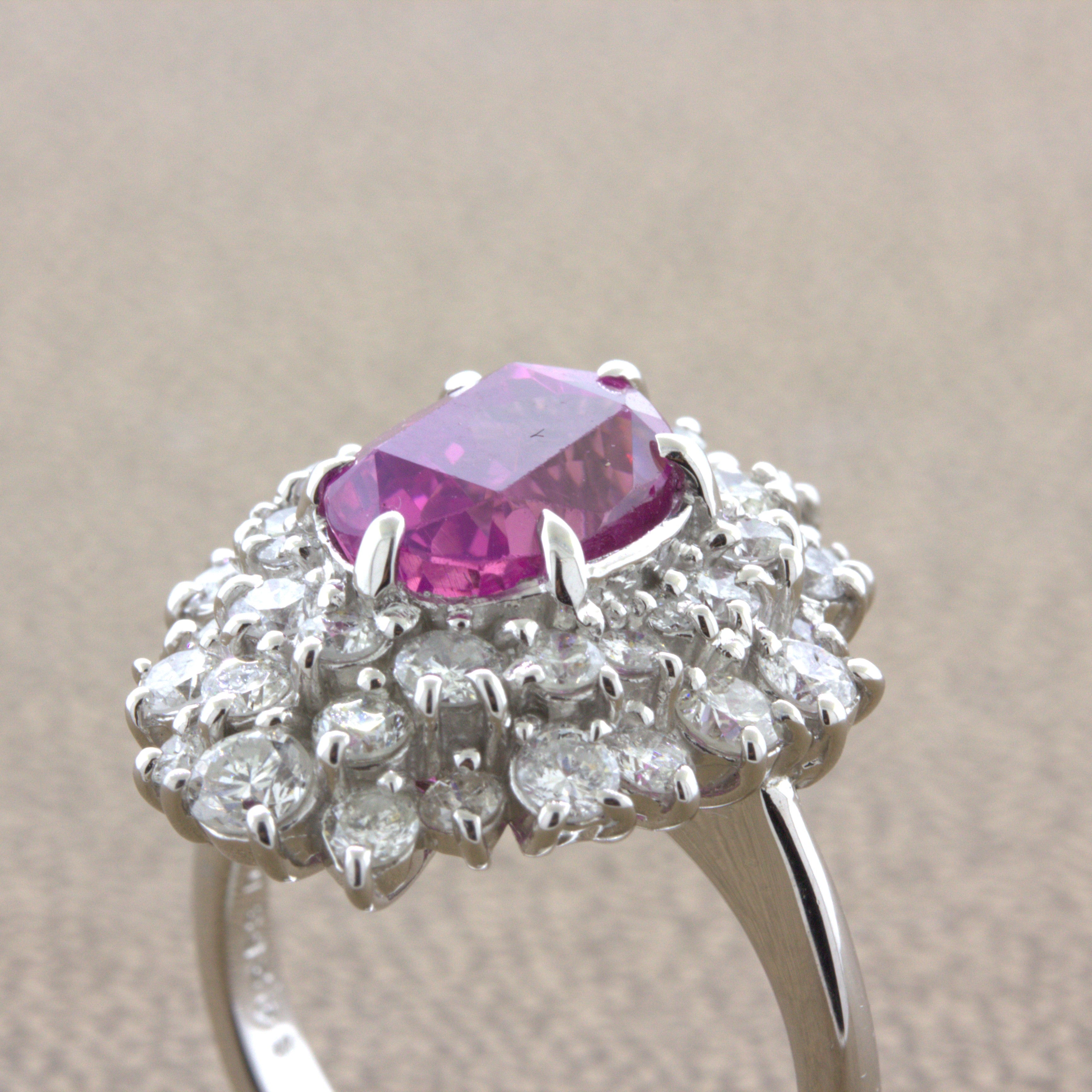 4.25 Carat “Barbie Pink” Sapphire Diamond Platinum Ring, GIA Certified