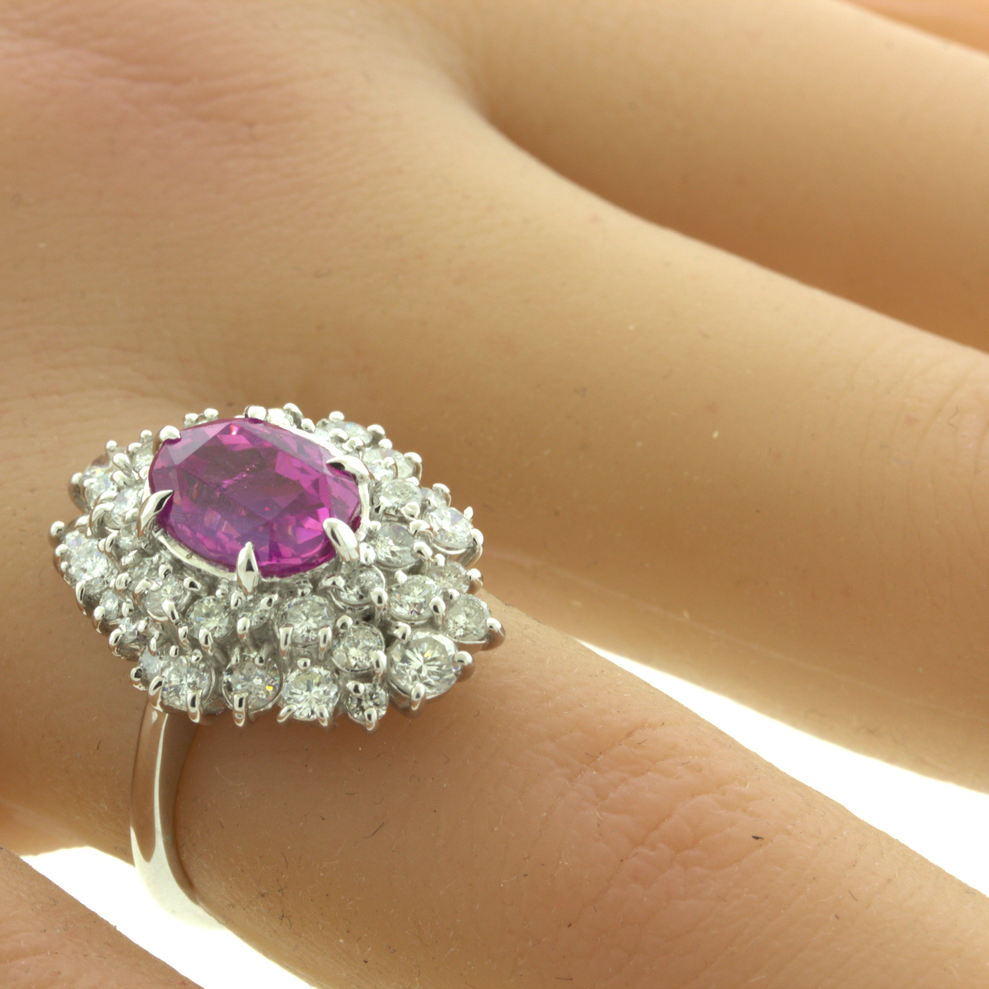 4.25 Carat “Barbie Pink” Sapphire Diamond Platinum Ring, GIA Certified