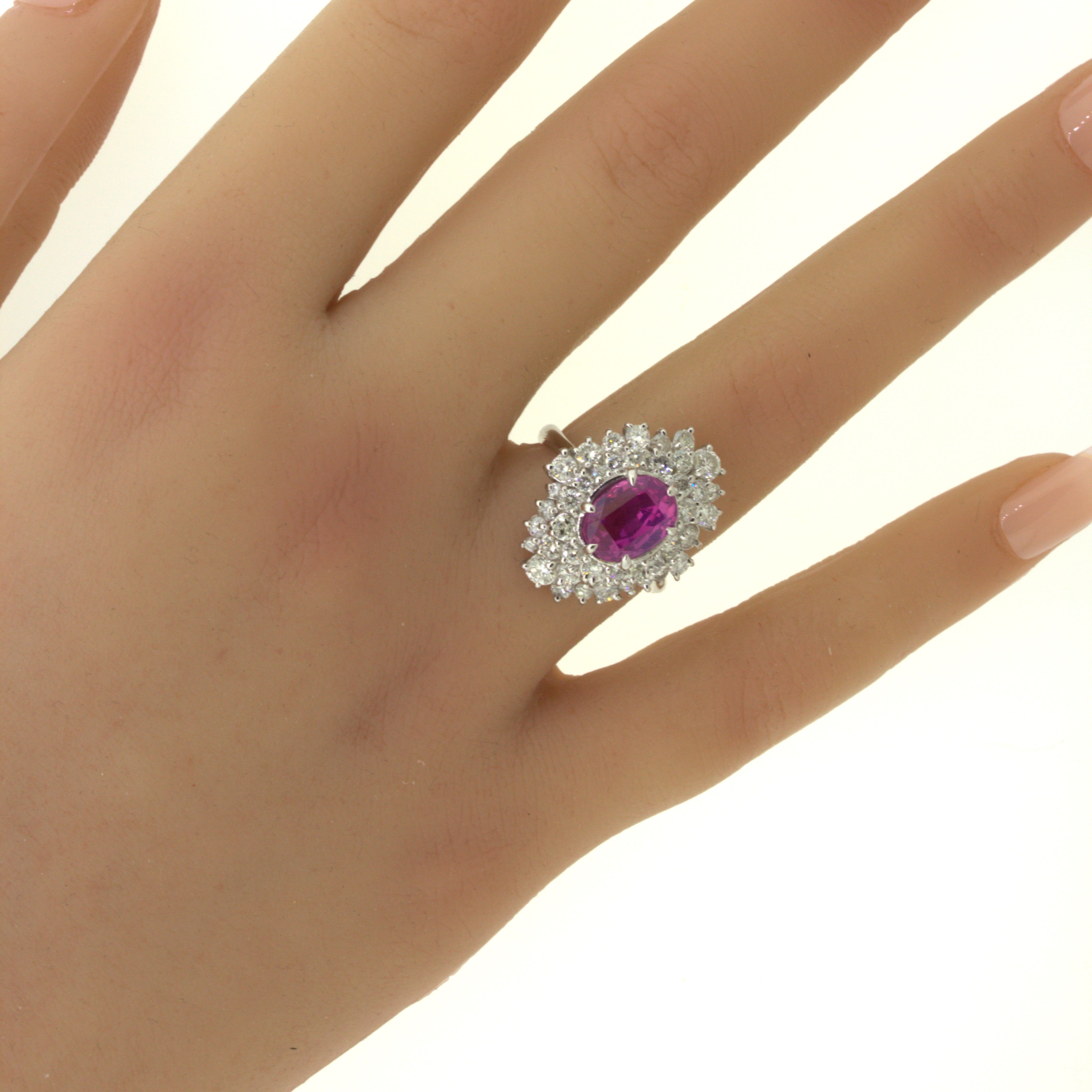 4.25 Carat “Barbie Pink” Sapphire Diamond Platinum Ring, GIA Certified