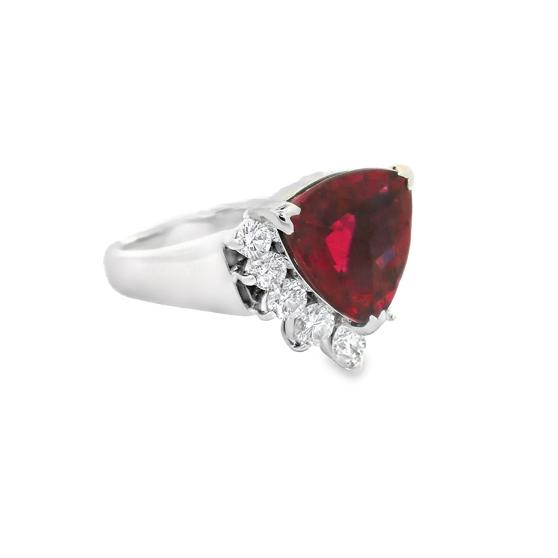 4.00 Carat Rubellite Tourmaline Diamond Platinum Ring