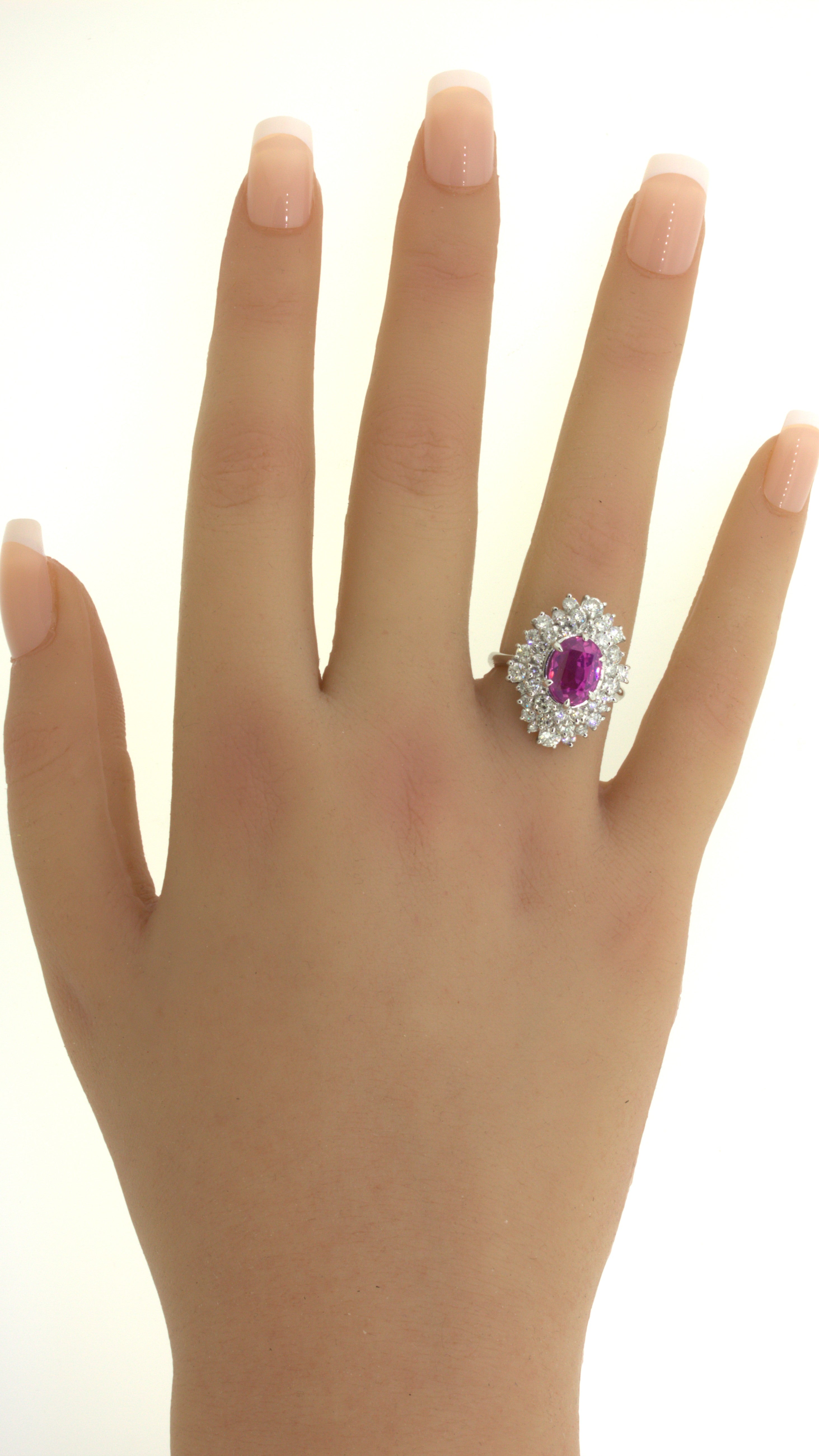 4.25 Carat “Barbie Pink” Sapphire Diamond Platinum Ring, GIA Certified