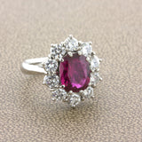 2.58 Carat Ruby Diamond Princess Diana Platinum Ring, GIA Certified