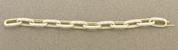 19.89 Carat Diamond Chain Link 18k Yellow Gold Bracelet