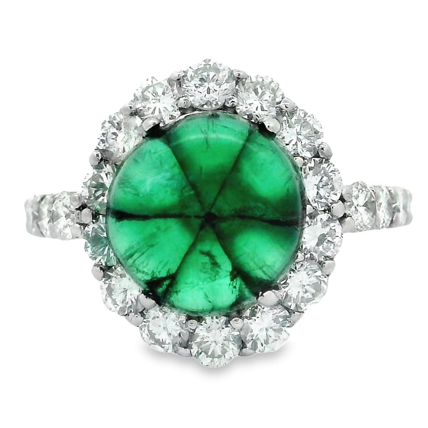 3.59 Carat Trapiche Emerald Diamond Platinum Ring
