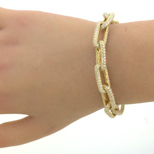 19.89 Carat Diamond Chain Link 18k Yellow Gold Bracelet