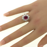 2.58 Carat Ruby Diamond Princess Diana Platinum Ring, GIA Certified