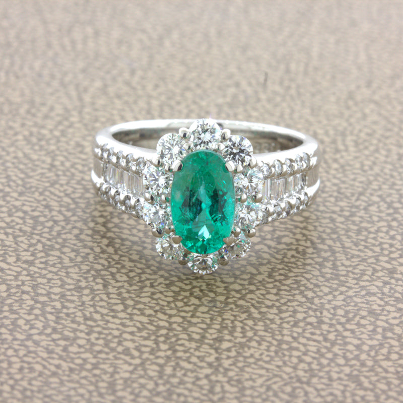 1.22 Carat Brazilian Paraiba Tourmaline Diamond Platinum Ring, GIA Certified