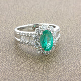 1.22 Carat Brazilian Paraiba Tourmaline Diamond Platinum Ring, GIA Certified