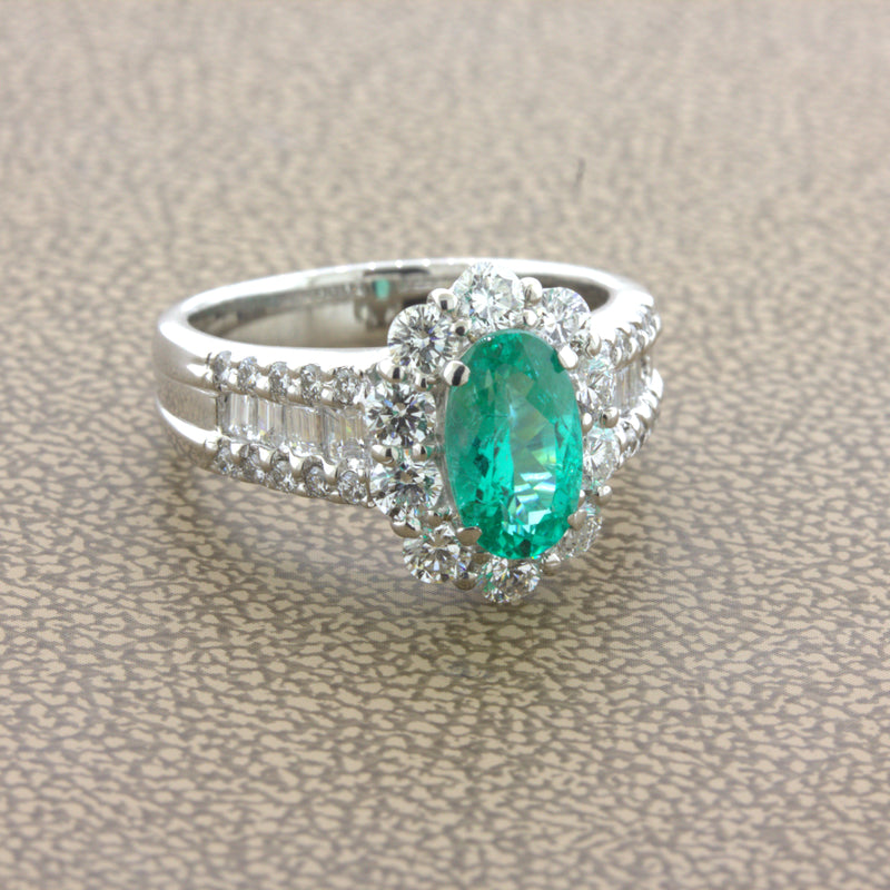 1.22 Carat Brazilian Paraiba Tourmaline Diamond Platinum Ring, GIA Certified