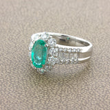 1.22 Carat Brazilian Paraiba Tourmaline Diamond Platinum Ring, GIA Certified