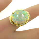 Australian Crystal Opal Diamond 18K Yellow Gold Cocktail Ring
