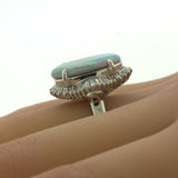 Unique Australian Opal “Double-Color” Diamond Platinum Cocktail Ring