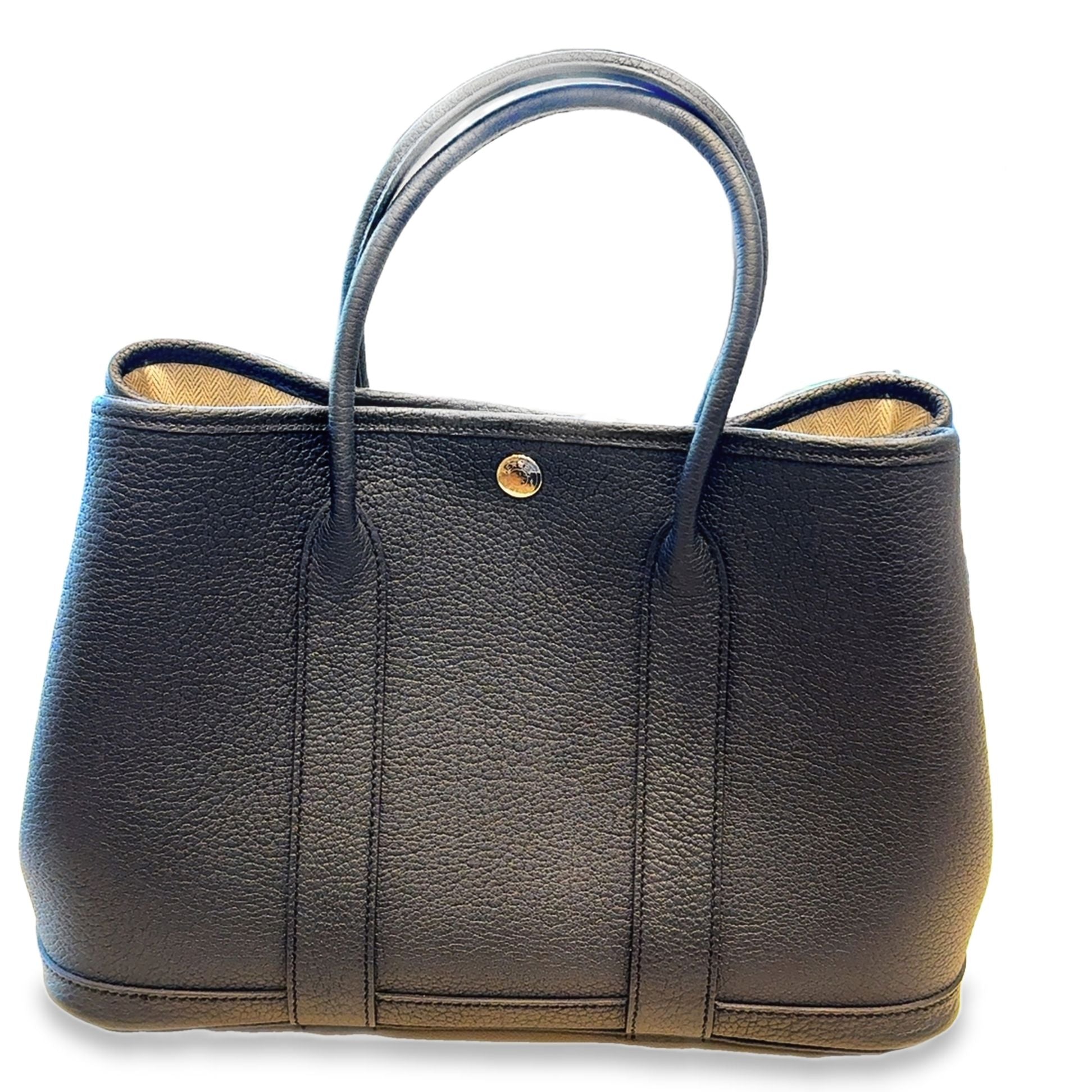 Brand New Hermes Black TPM Garden Party Epsom Satchel Bag 30cm