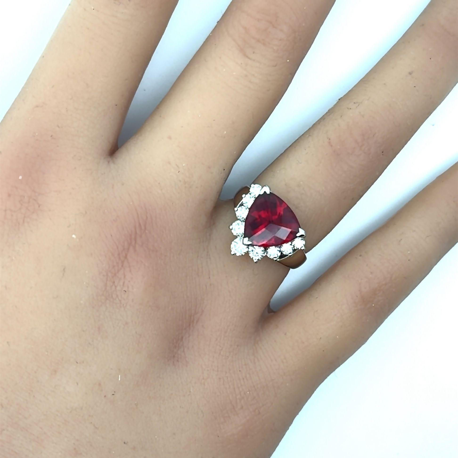 4.00 Carat Rubellite Tourmaline Diamond Platinum Ring