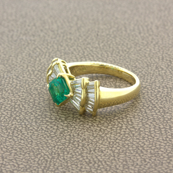 1.00 Carat Gem Emerald Diamond 18K Yellow Gold Ring