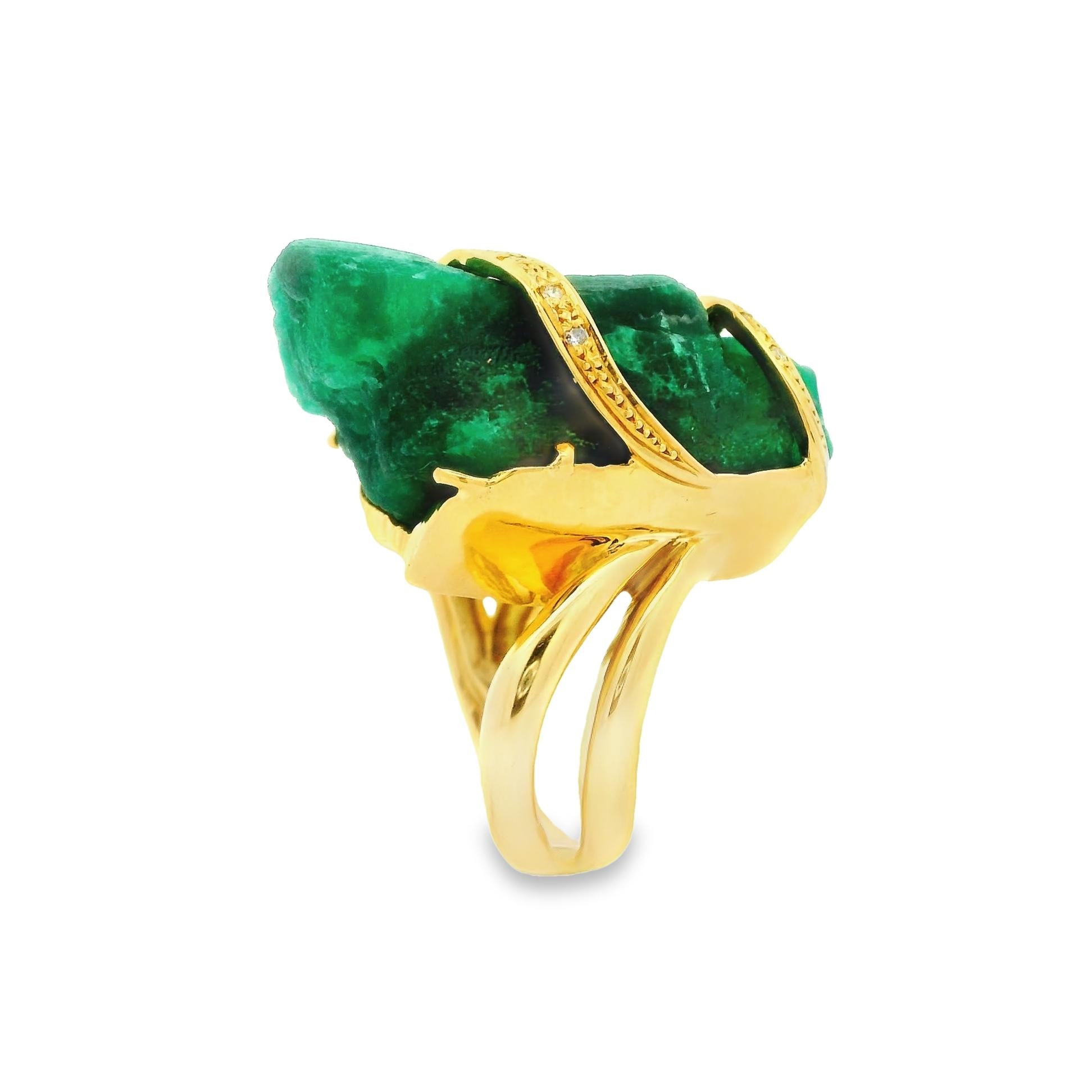 45.26 Carat Emerald-Crystal Diamond 18K Yellow Gold Cocktail Ring