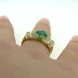 1.00 Carat Gem Emerald Diamond 18K Yellow Gold Ring