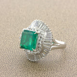 4.42 Carat Emerald Diamond Platinum Ballerina Ring