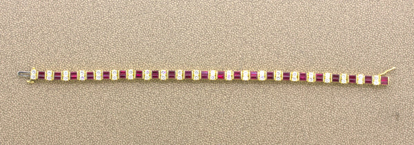 Gemlok Ruby Diamond 18K Yellow Gold Tennis Bracelet