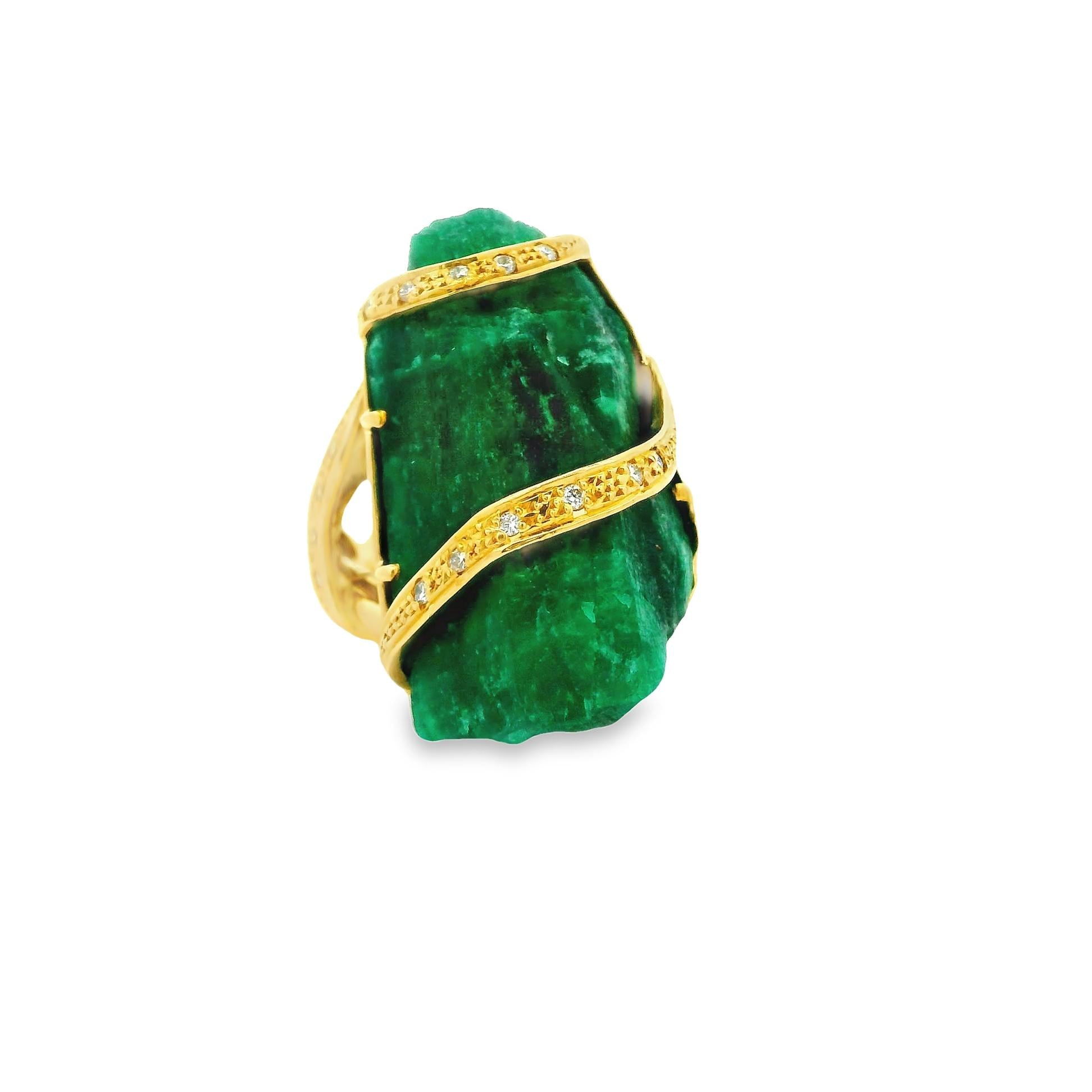 45.26 Carat Emerald-Crystal Diamond 18K Yellow Gold Cocktail Ring