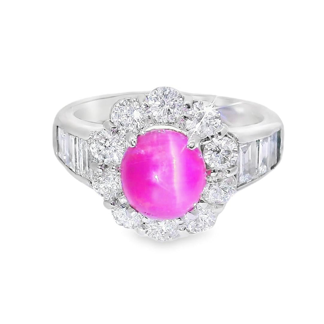 Cats-Eye Tourmaline Diamond Halo Platinum Ring