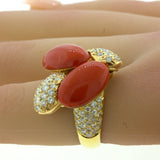 Coral Diamond 18K Yellow Gold Cocktail Ring