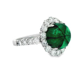 3.59 Carat Trapiche Emerald Diamond Platinum Ring