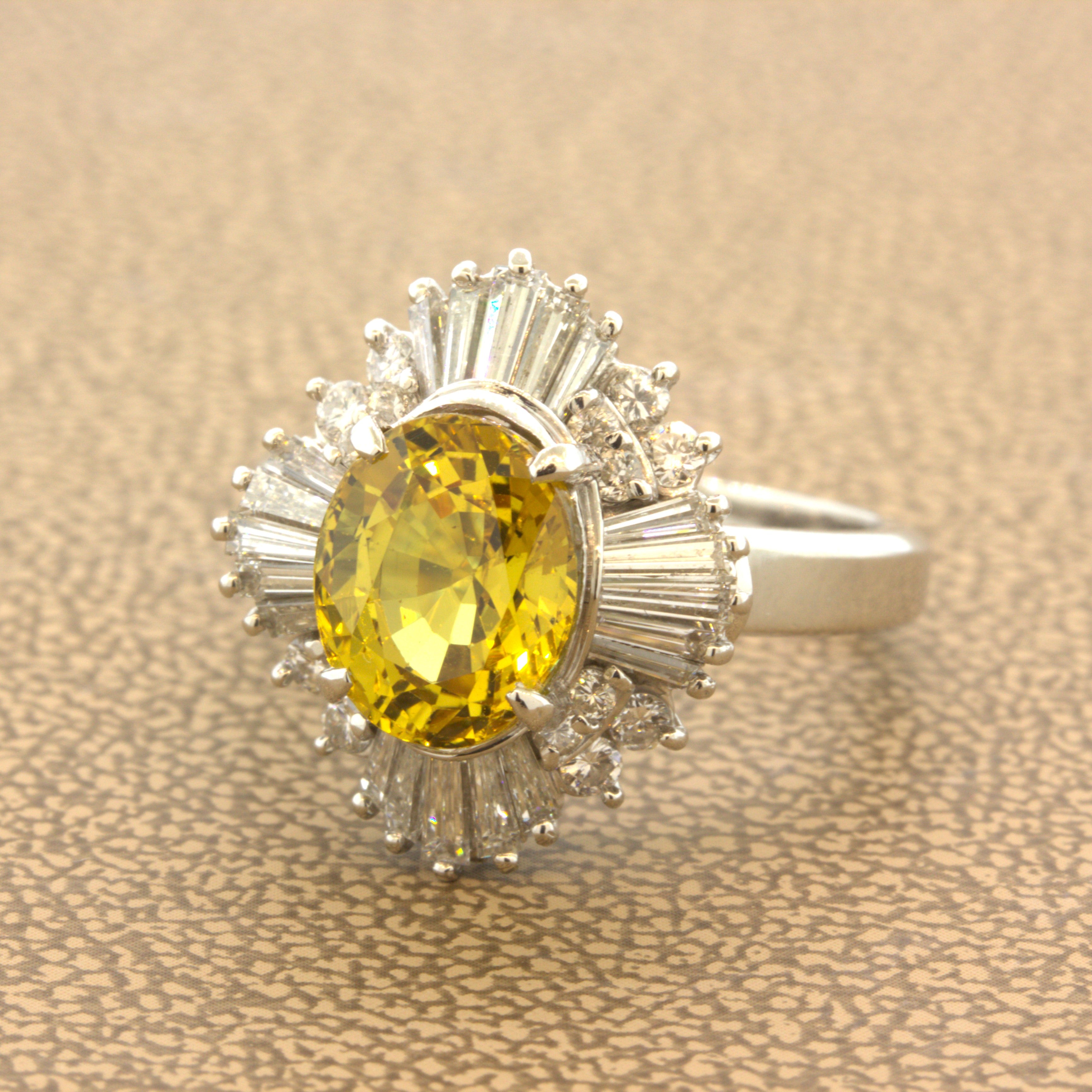 Fine Yellow Sapphire Diamond Platinum Ring