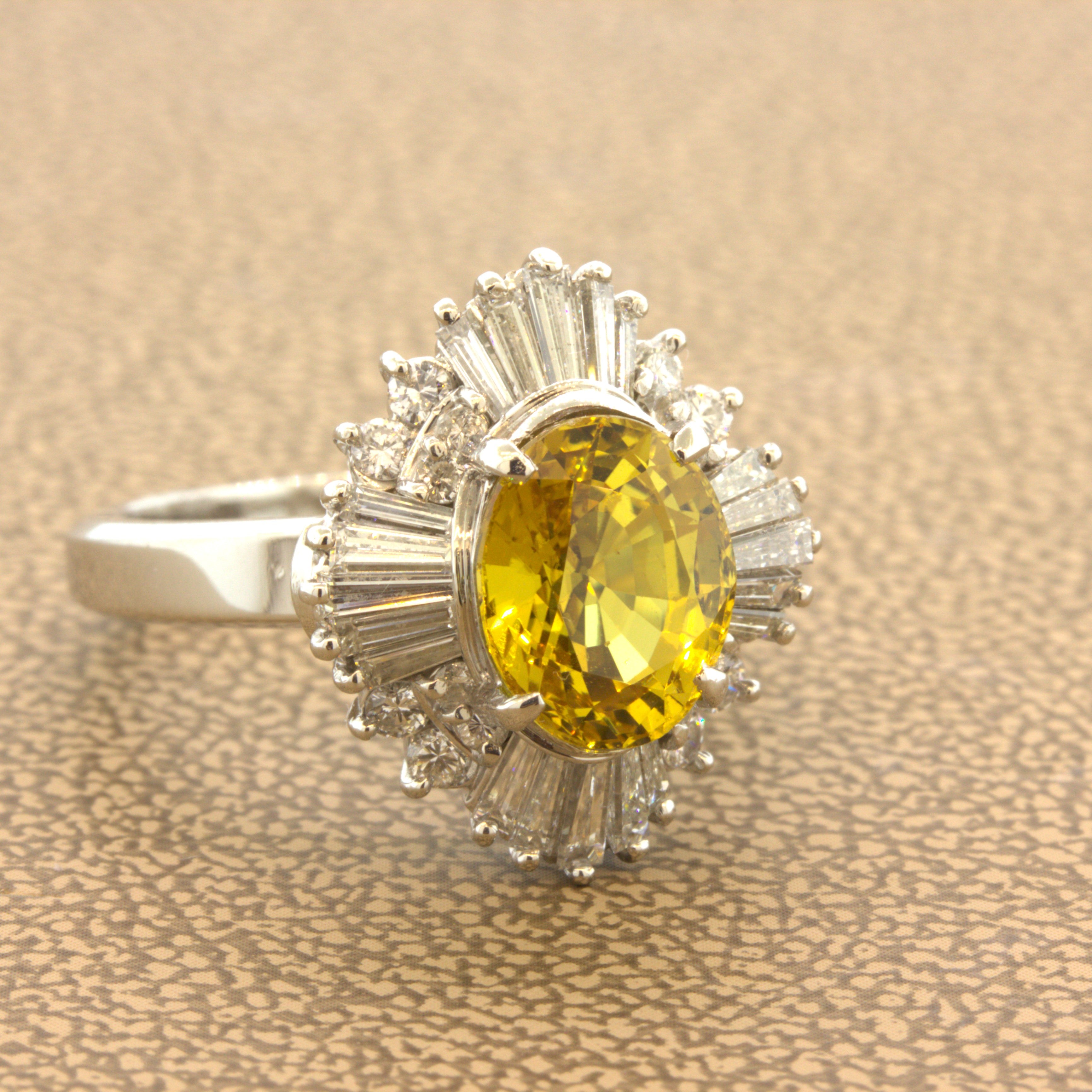 Fine Yellow Sapphire Diamond Platinum Ring