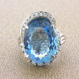 9.09 Carat Aquamarine Diamond Platinum Ring