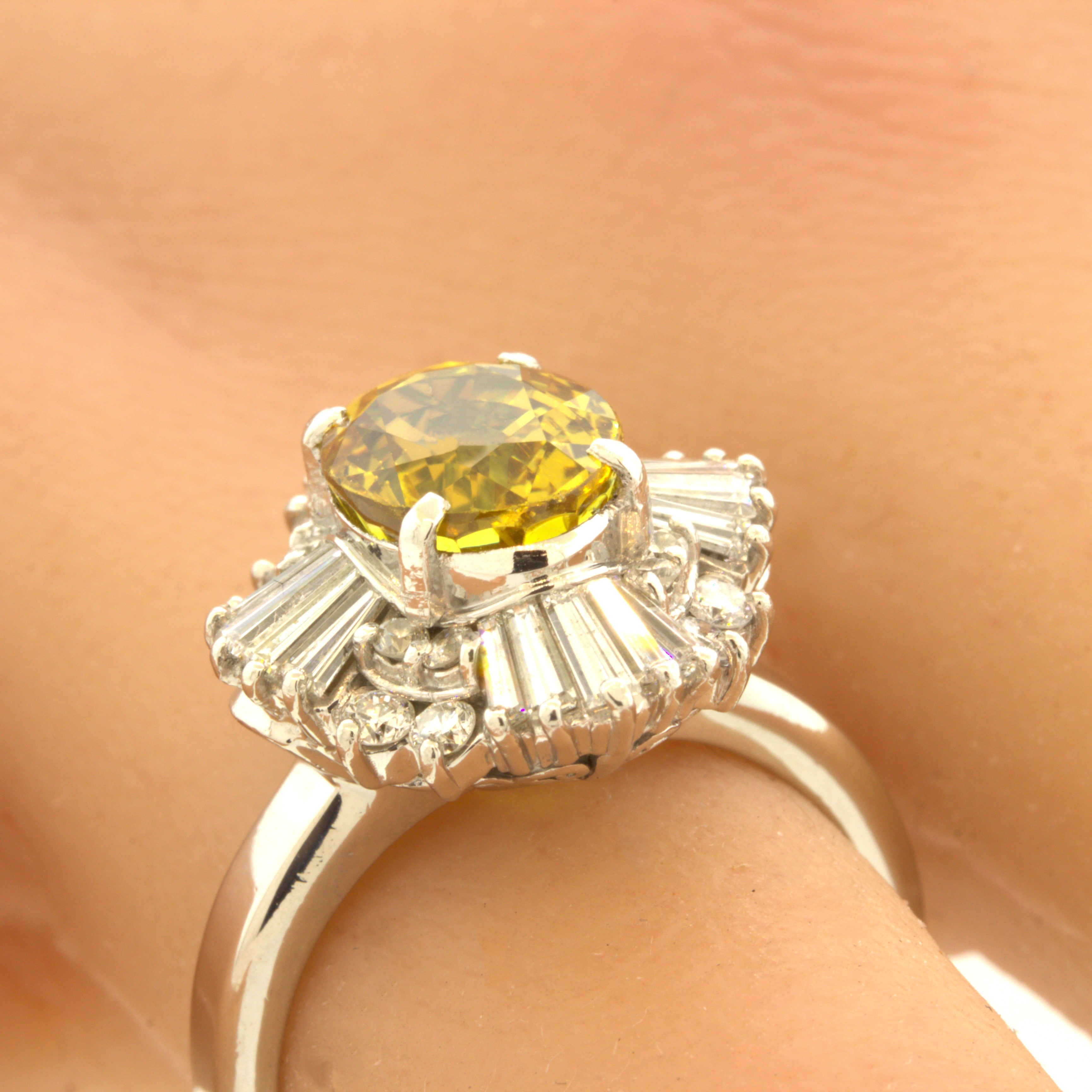 Fine Yellow Sapphire Diamond Platinum Ring