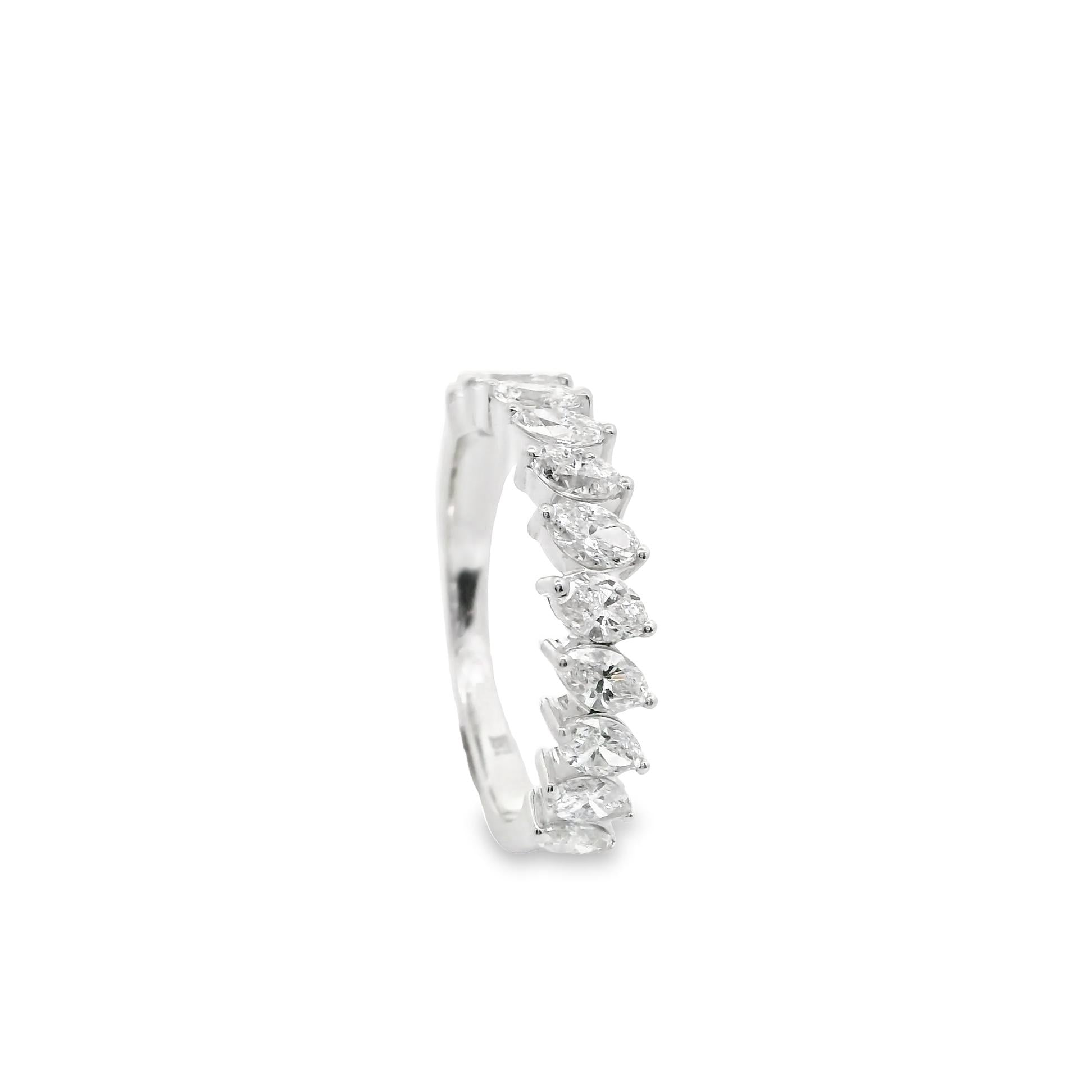 1.50 Carat Marquise-shape Diamond 14k White Gold Half-Eternity Band Ring