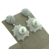 South Sea Pearl Diamond 18k White Gold Drop Dangle Earrings