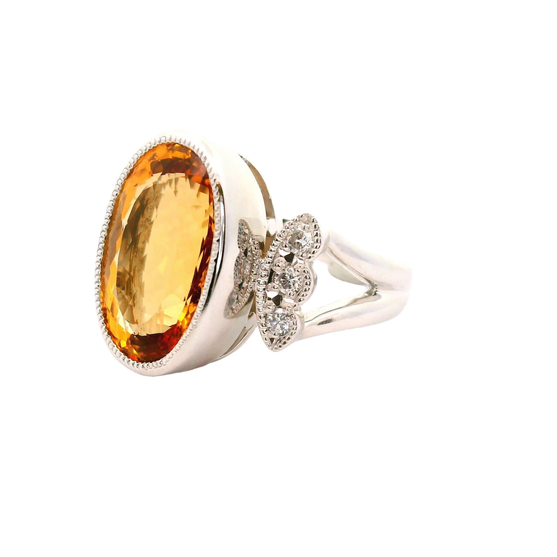 10.36 Carat Imperial Topaz Diamond Platinum Ring