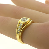 French Antique-Style Diamond Old-Cut 18k Yellow Gold Engagement Ring