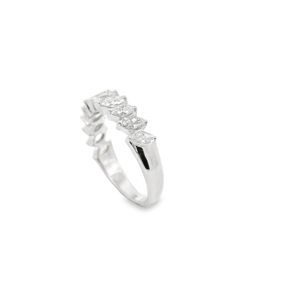1.50 Carat Marquise-shape Diamond 14k White Gold Half-Eternity Band Ring