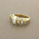 Emerald-Cut Diamond 18k Yellow Gold Band Ring