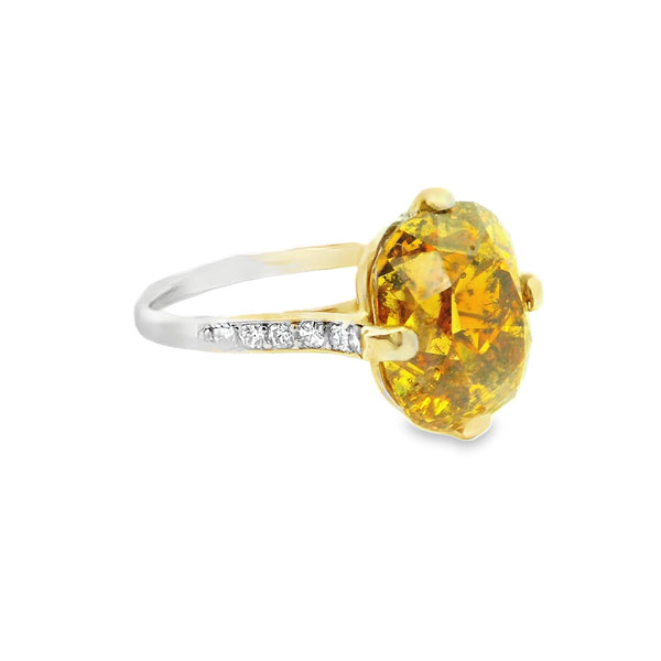 Art-Deco 6.24 Carat Fancy Deep Orange-Yellow Diamond Platinum Ring, GIA Certifie