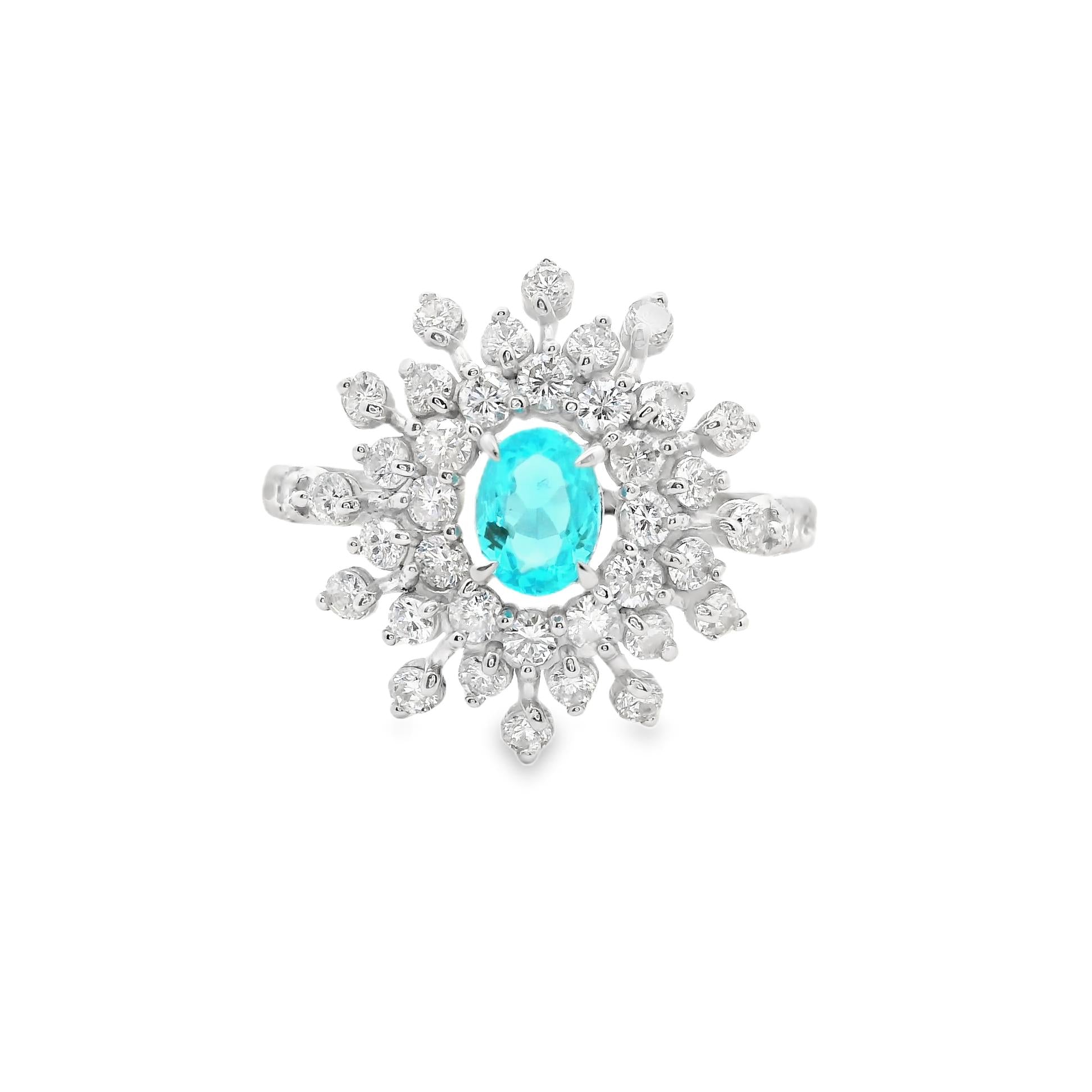 Brazilian Paraiba Diamond Platinum Ring, GIA Certified