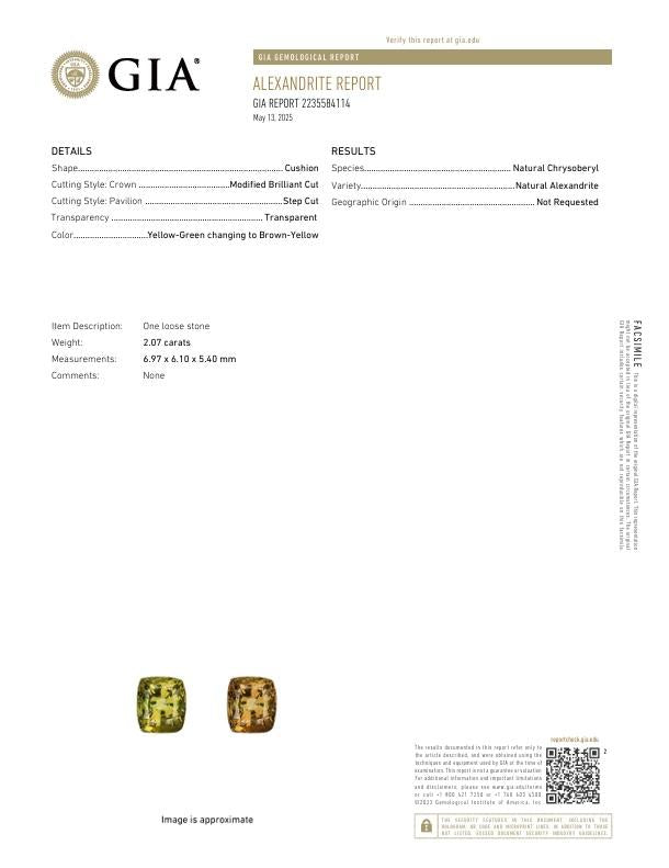 2.07 Carat Alexandrite Diamond 18K White Gold Ring, GIA Certified