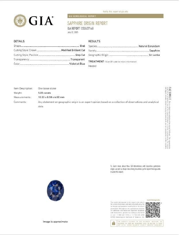 5.05 Carat Ceylon Blue Sapphire Diamond 18K Gold 3-Stone Ring, GIA Certified