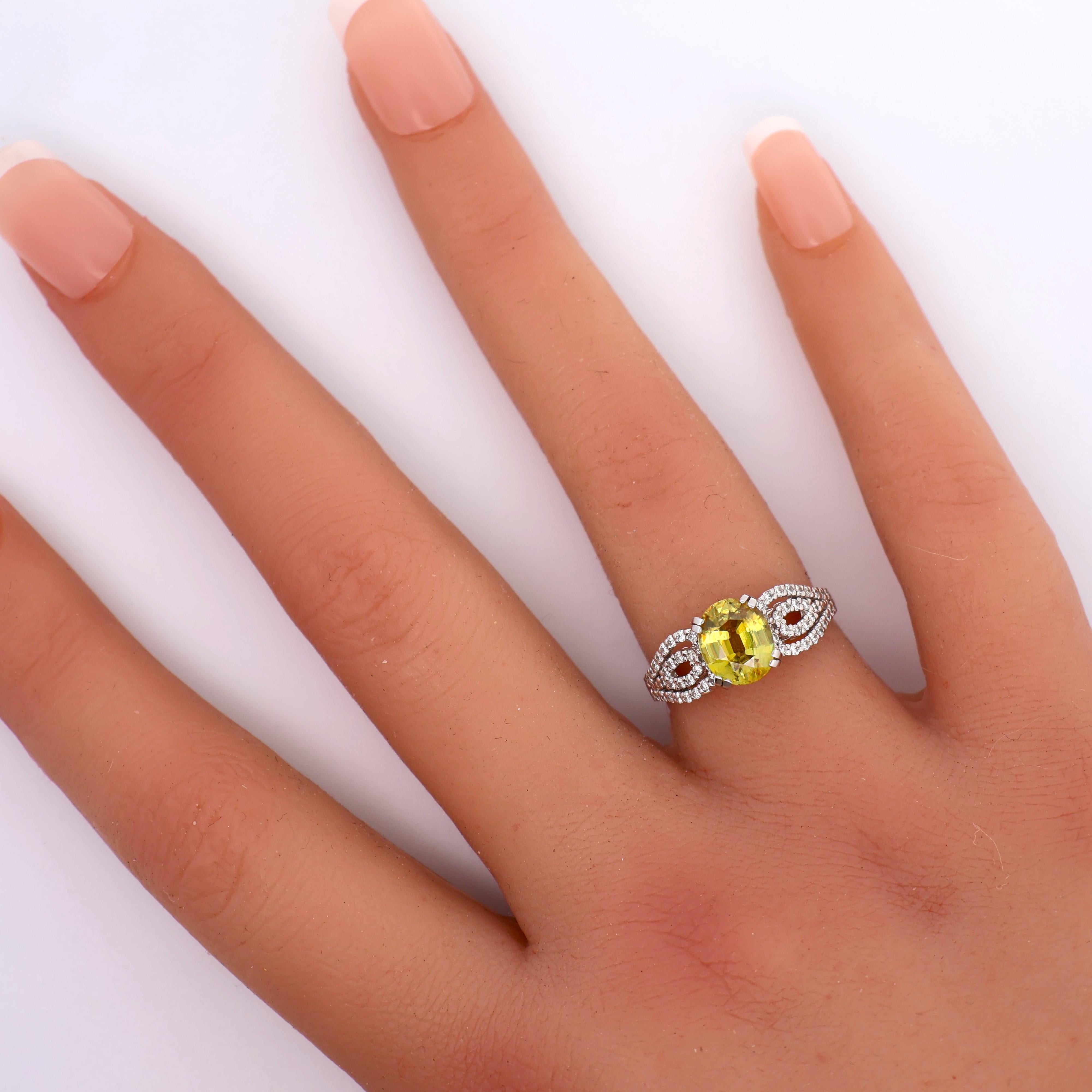 Sphene Diamond Platinum Halo Ring
