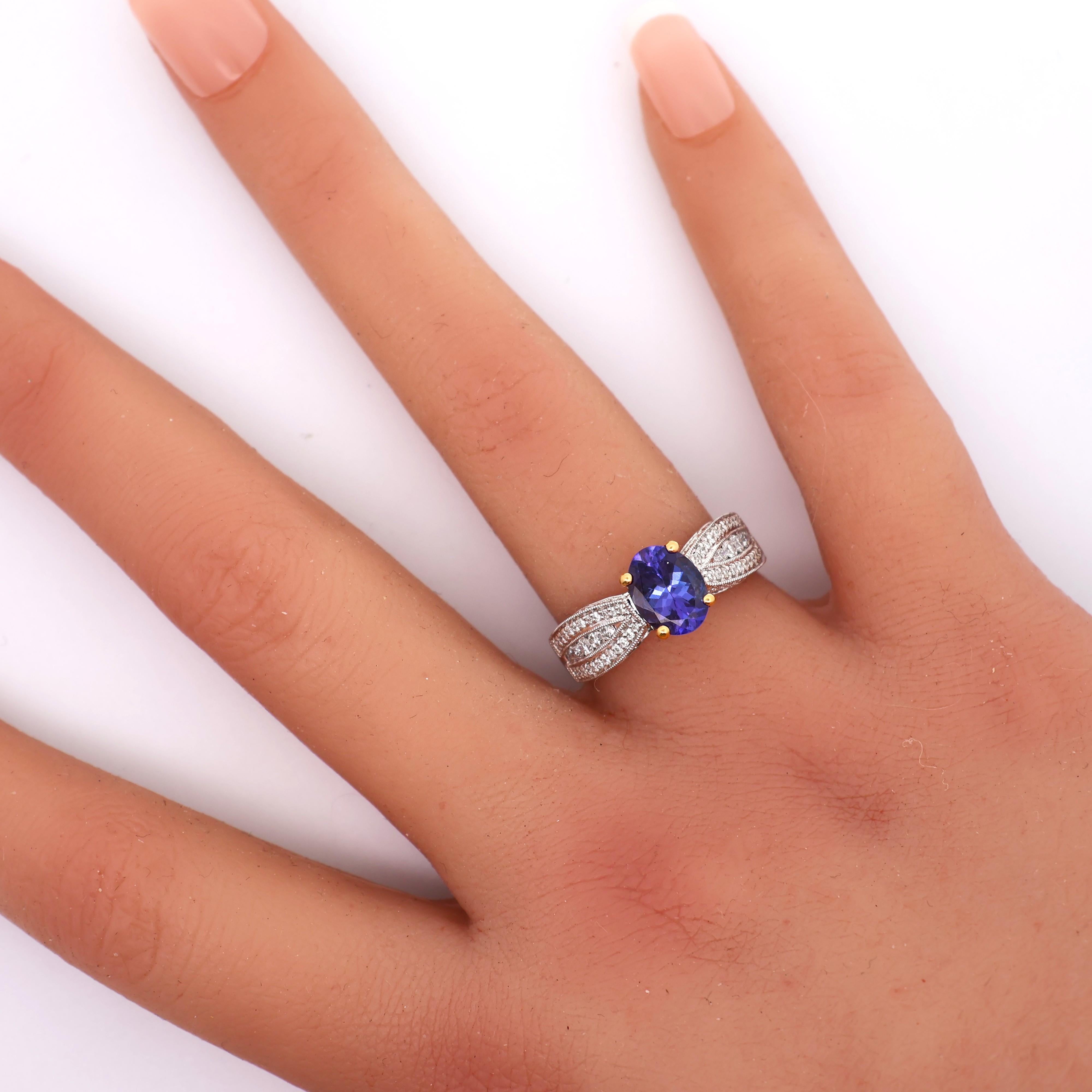 Tanzanite Diamond 18K Two-Tone Gold Ring