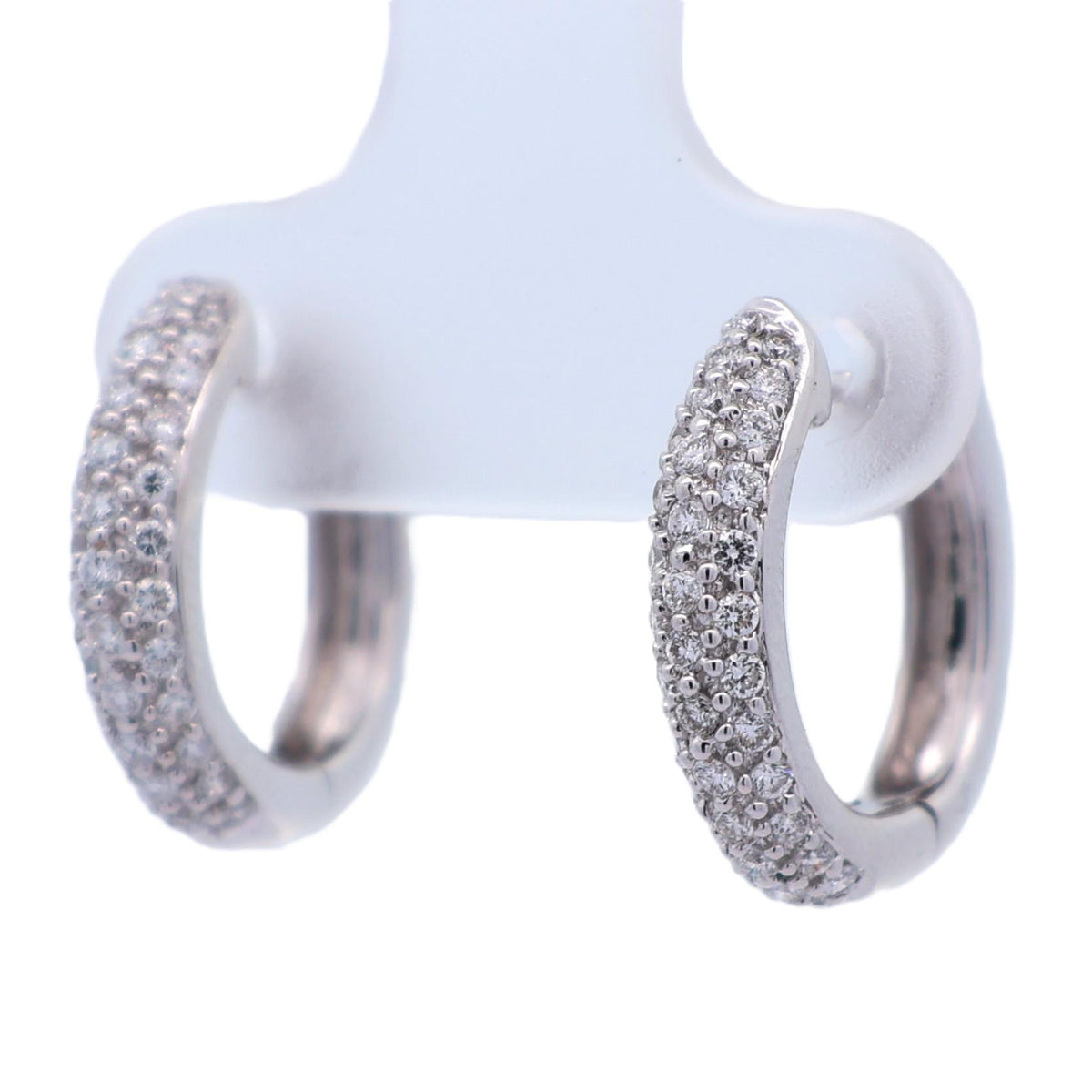 Diamond 18K White Gold Huggie Earrings