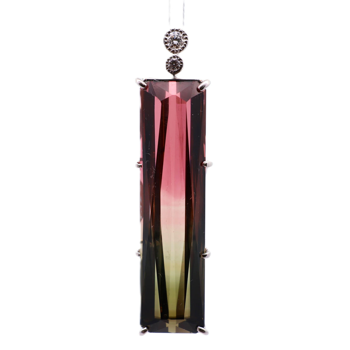 33.57 Carat Watermelon Tourmaline Diamond Platinum Pendant