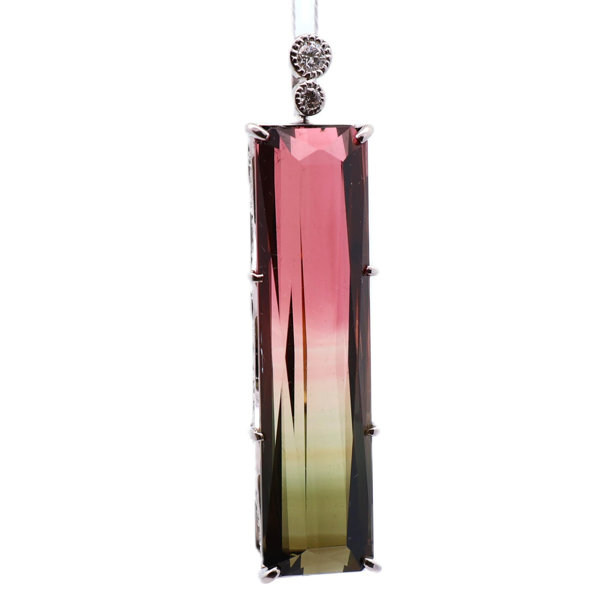 33.57 Carat Watermelon Tourmaline Diamond Platinum Pendant