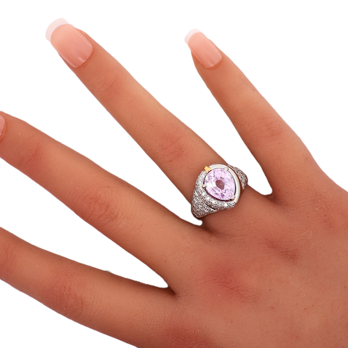 5.06 Carat Pink Sapphire Diamond Platinum Ring, GIA Certified