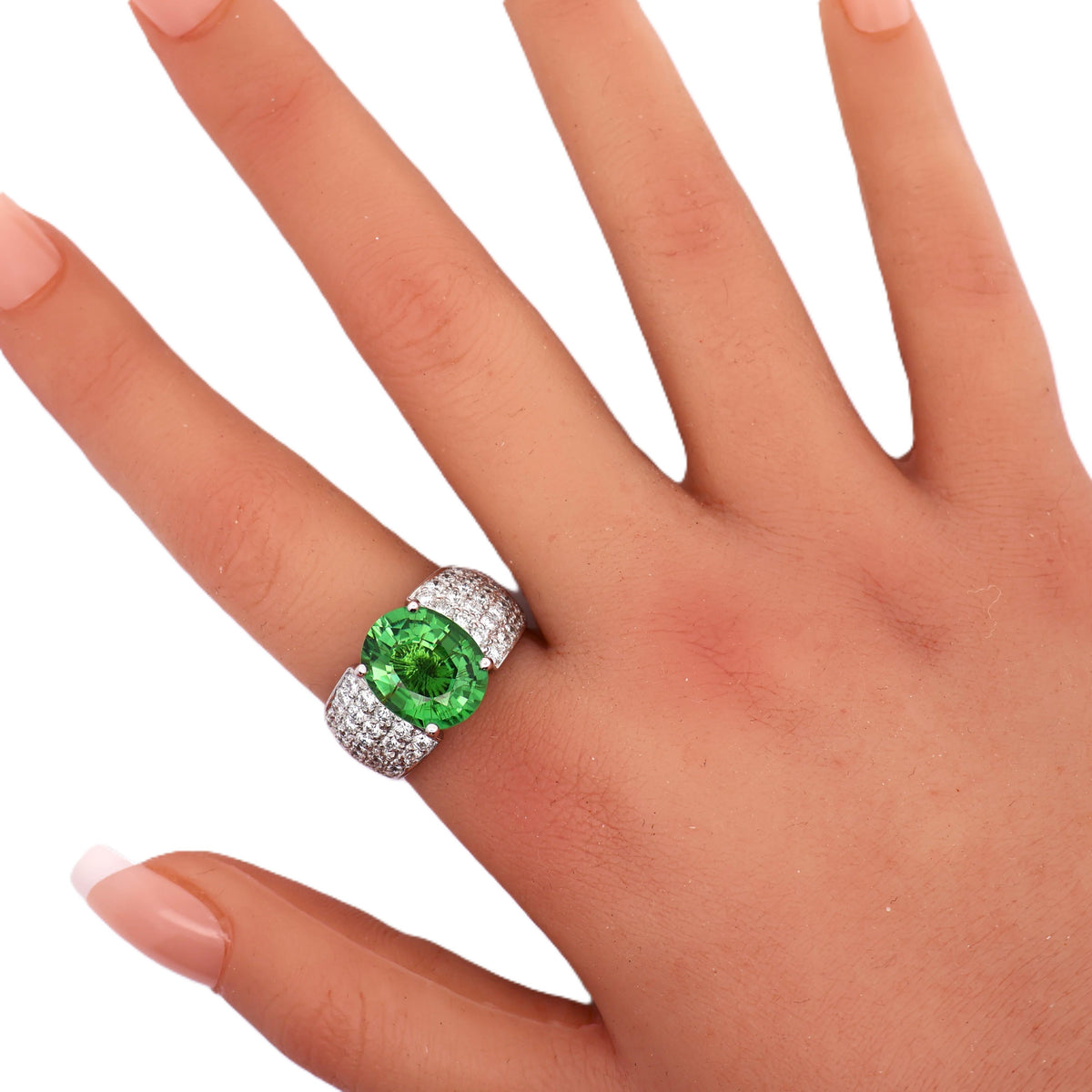 6.23 Carat Green Paraiba Tourmaline Diamond 14K White Gold Ring, AGL Certified