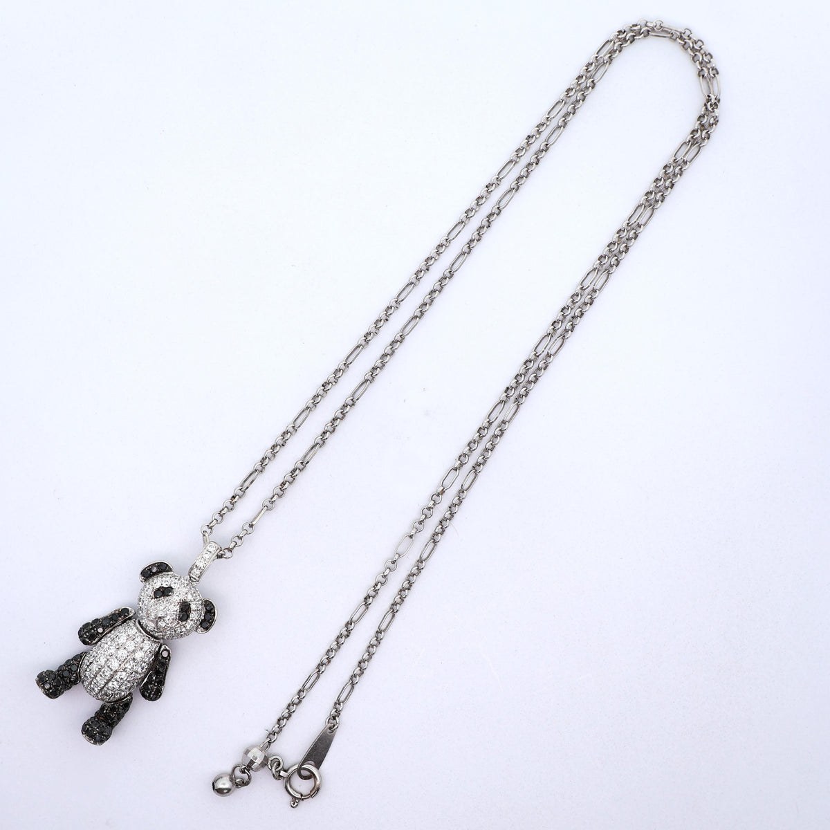 Diamond 18K White Gold Panda Pendant Necklace