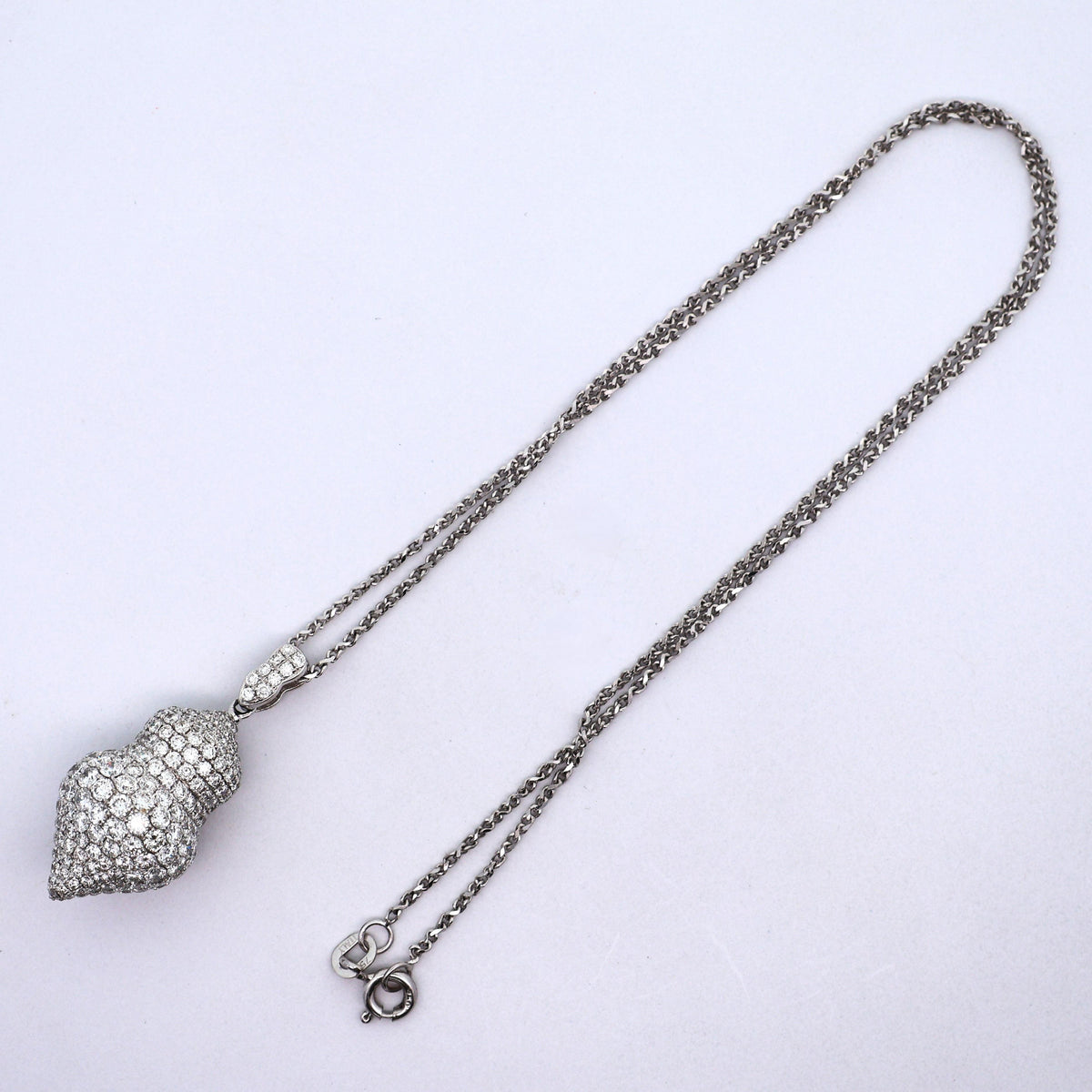 Diamond 18K White Gold Pave-set Pendant Necklace